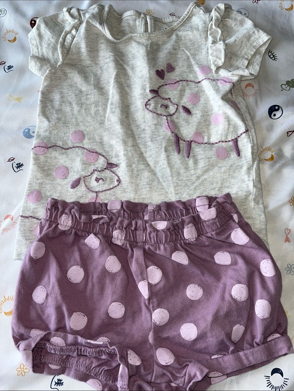 child of mine Heather Gray Tee with Purple Heart & Lavender Dot Accents